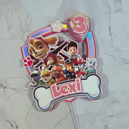 Paw Patrol Girly Cake topper, Dogs Cake topper, Paw patrol cake topper, Paw Patrol birthday