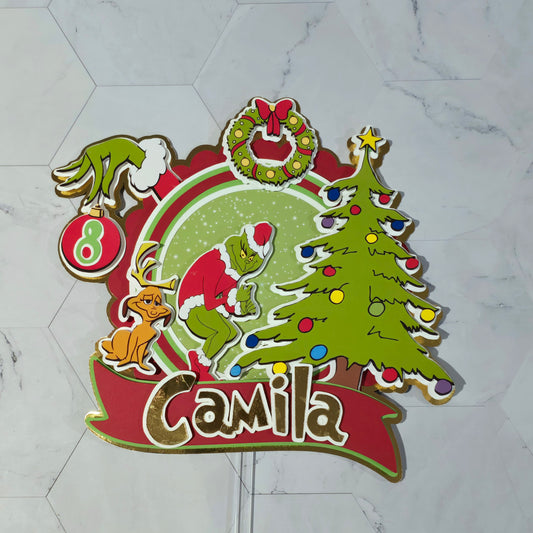 Grinch Cake topper, Grinch theme party, Grinch party theme