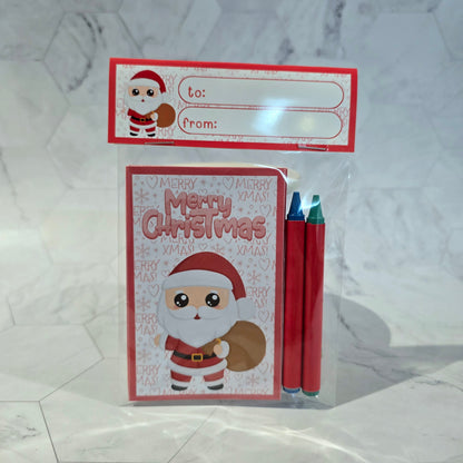 Christmas mini coloring books, Snowman mini coloring pages, Santa Claus party favors
