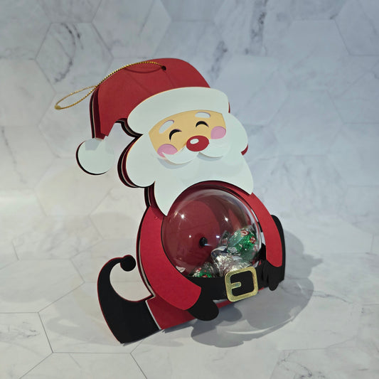 Santa Christmas candy holder. Christmas Candy Holder with Refillable Ornament