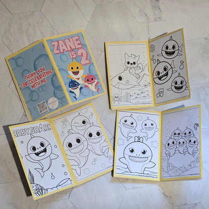 Baby Shark mini coloring books, Baby Shark mini coloring pages,Baby shark party favors