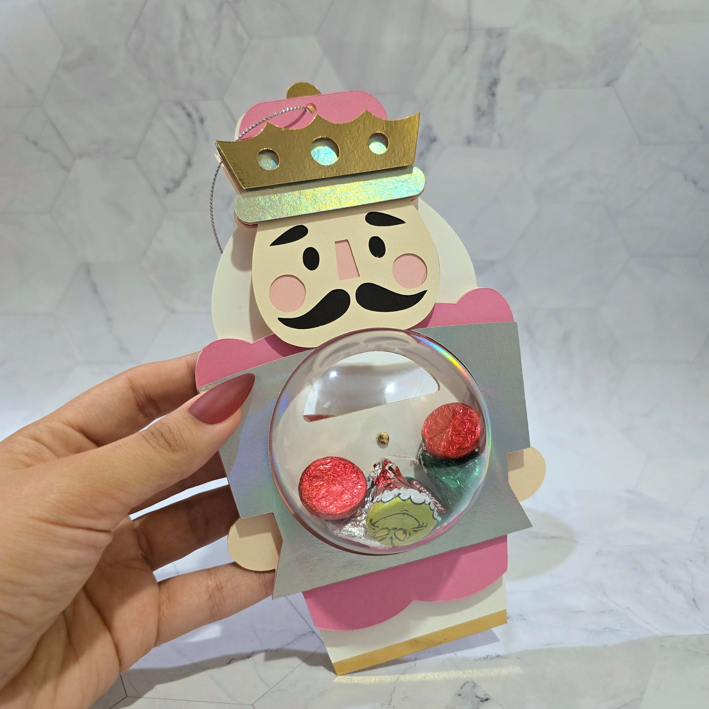 Nutcracker candy holder. Christmas Candy Holder with Refillable Ornament