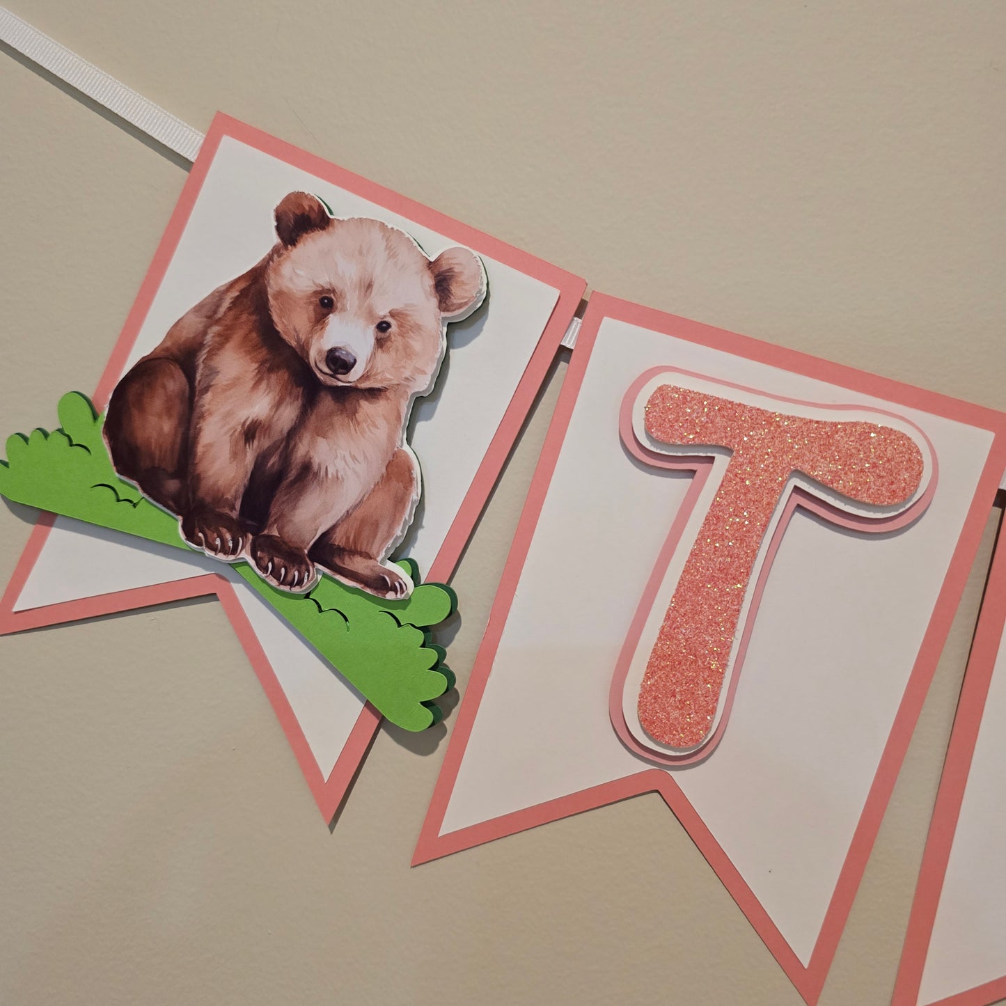 Brown bear banner, Teddy bear theme banner, Bear party decoration, Brown bear banner