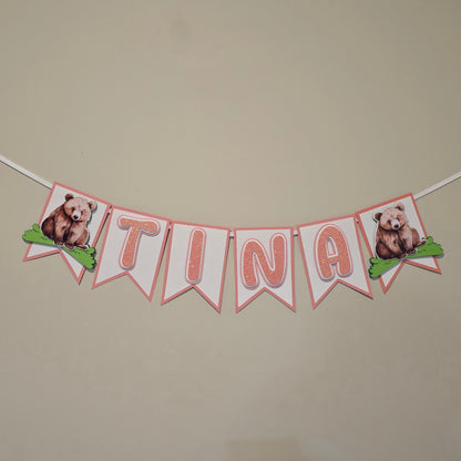 Brown bear banner, Teddy bear theme banner, Bear party decoration, Brown bear banner