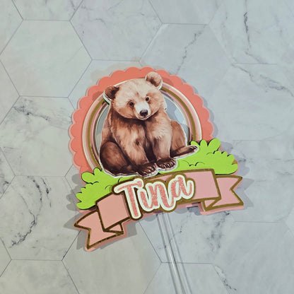 Brown Bear Cake topper, Bear theme party, Brown bear party theme