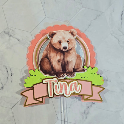 Brown Bear Cake topper, Bear theme party, Brown bear party theme