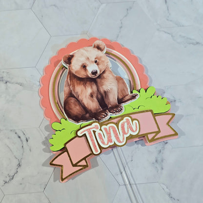 Brown Bear Cake topper, Bear theme party, Brown bear party theme