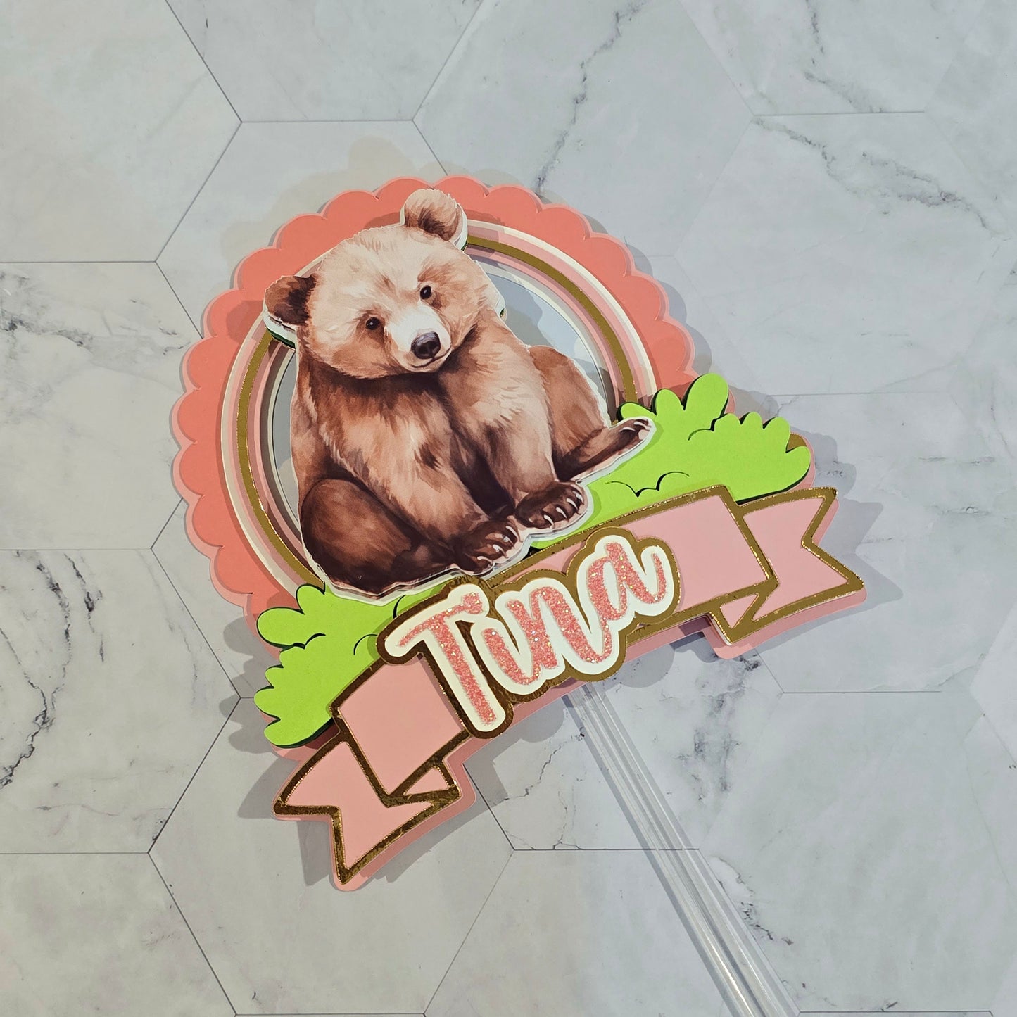 Brown Bear Cake topper, Bear theme party, Brown bear party theme