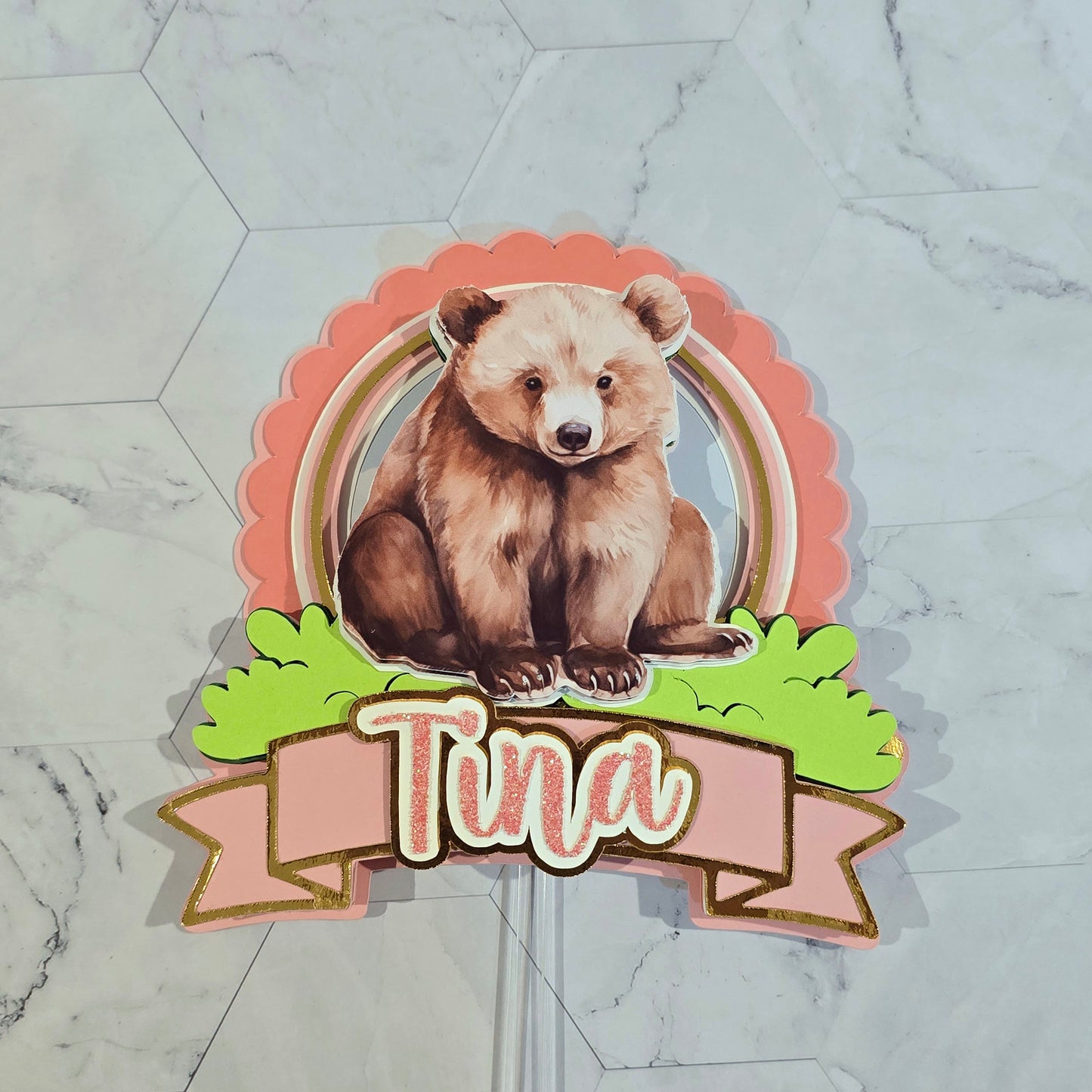 Brown Bear Cake topper, Bear theme party, Brown bear party theme
