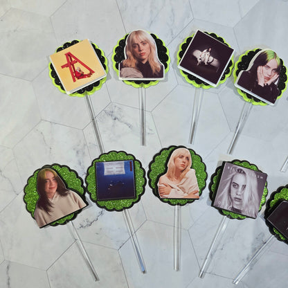 Billie Eilish Cupcake Topper, Billie Eilish cupcake decor, Billie Eilish birthday