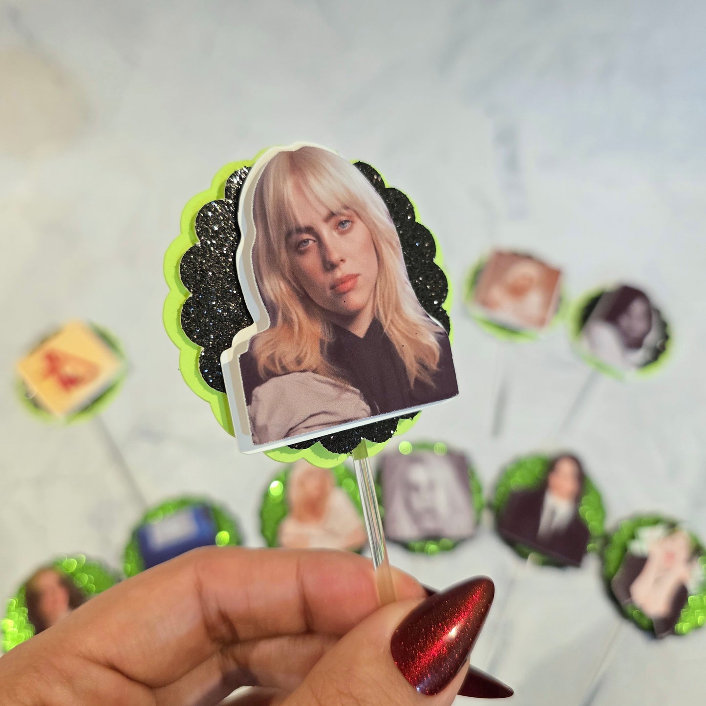 Billie Eilish Cupcake Topper, Billie Eilish cupcake decor, Billie Eilish birthday