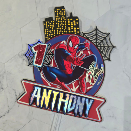 Spider Man Cake topper, Super hero theme party, Spiderman party