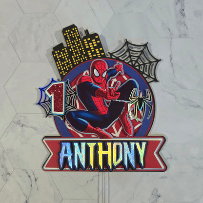 Spider Man Cake topper, Super hero theme party, Spiderman party