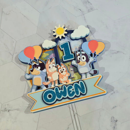 Bluey Cake topper for boys , Bluey theme party, Boy's Bluey party theme
