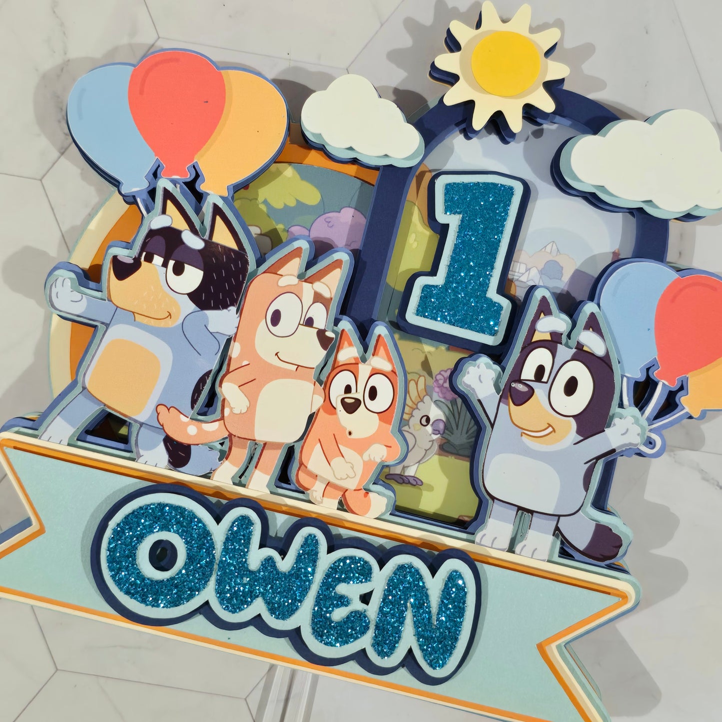 Bluey Cake topper for boys , Bluey theme party, Boy's Bluey party theme