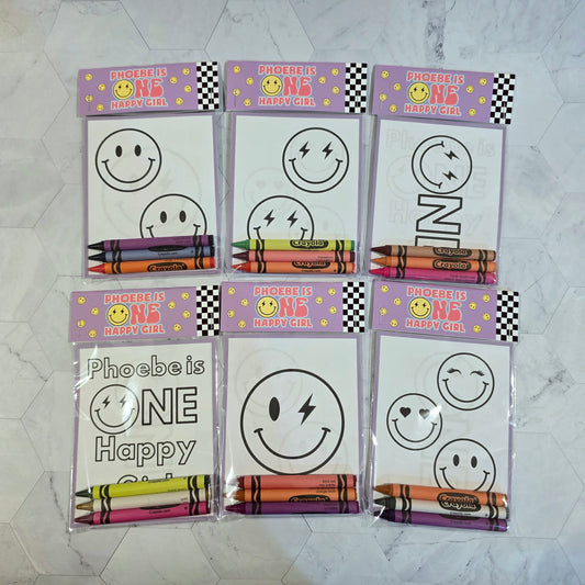 One happy Girl coloring books, One happy Girl coloring pages, One happy girl party favors