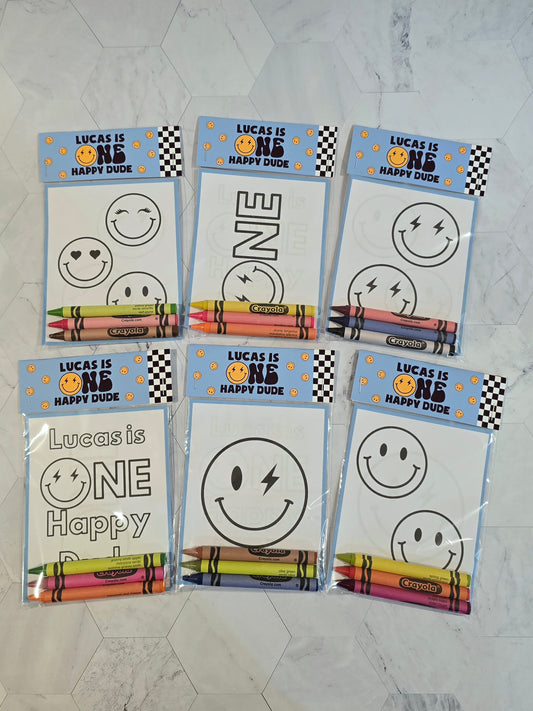 Blue One happy dude coloring books, One happy dude coloring pages, One happy dude party favors