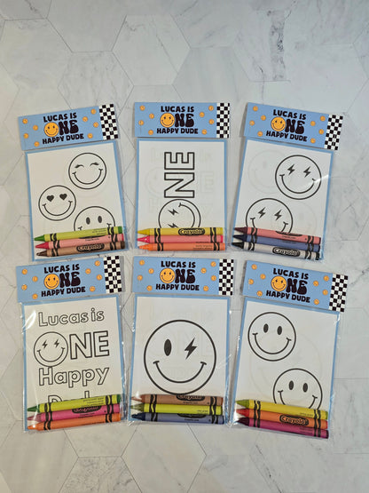 Blue One happy dude coloring books, One happy dude coloring pages, One happy dude party favors