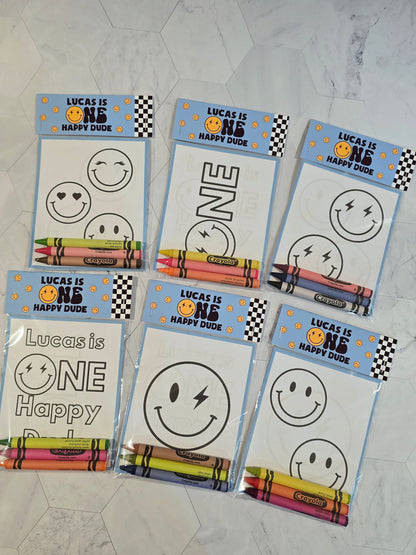 Blue One happy dude coloring books, One happy dude coloring pages, One happy dude party favors