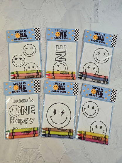 Blue One happy dude coloring books, One happy dude coloring pages, One happy dude party favors