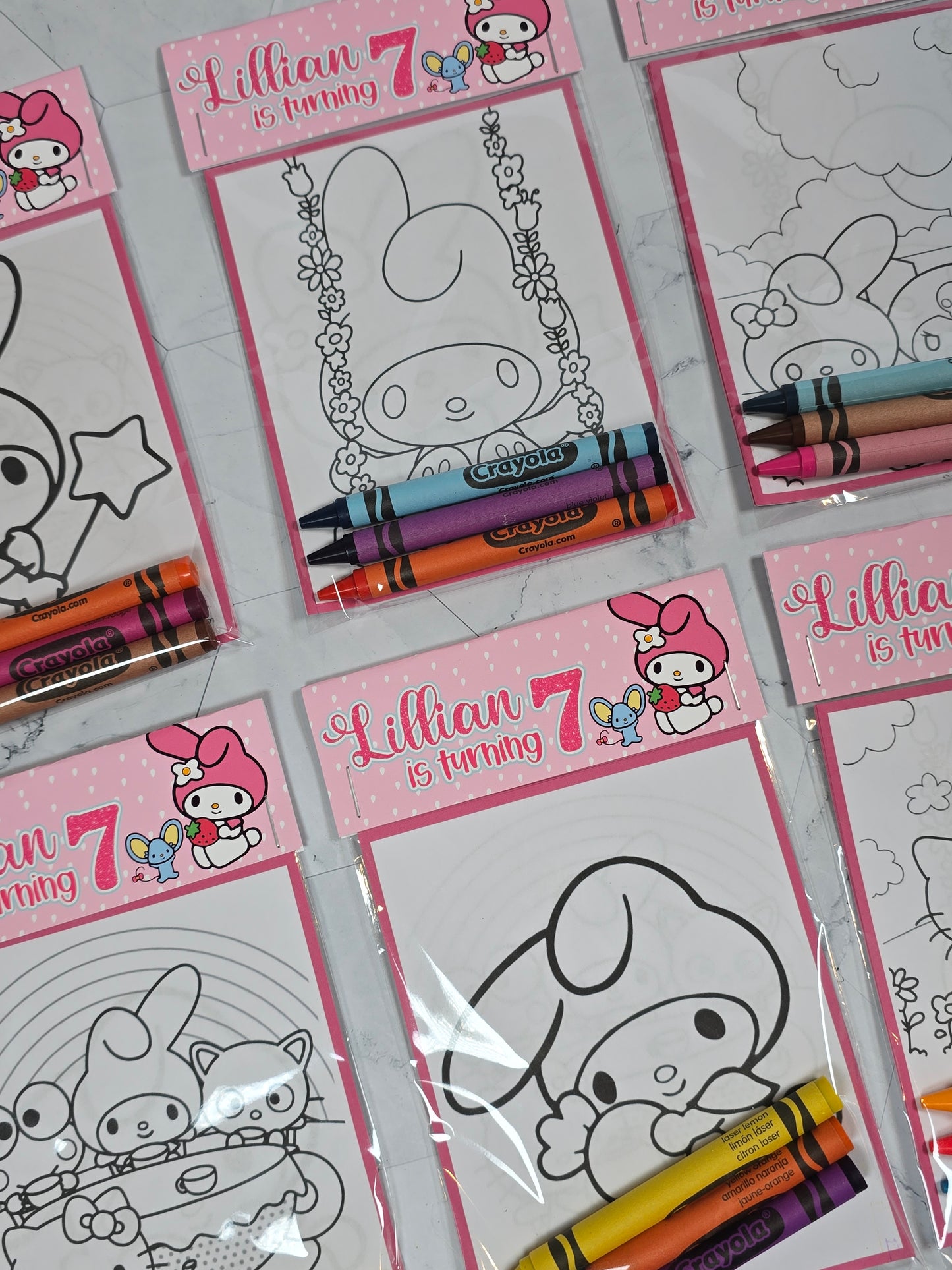 My Melody coloring books, My Melody coloring pages, My Melody party favors