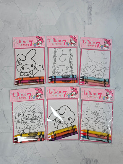 My Melody coloring books, My Melody coloring pages, My Melody party favors