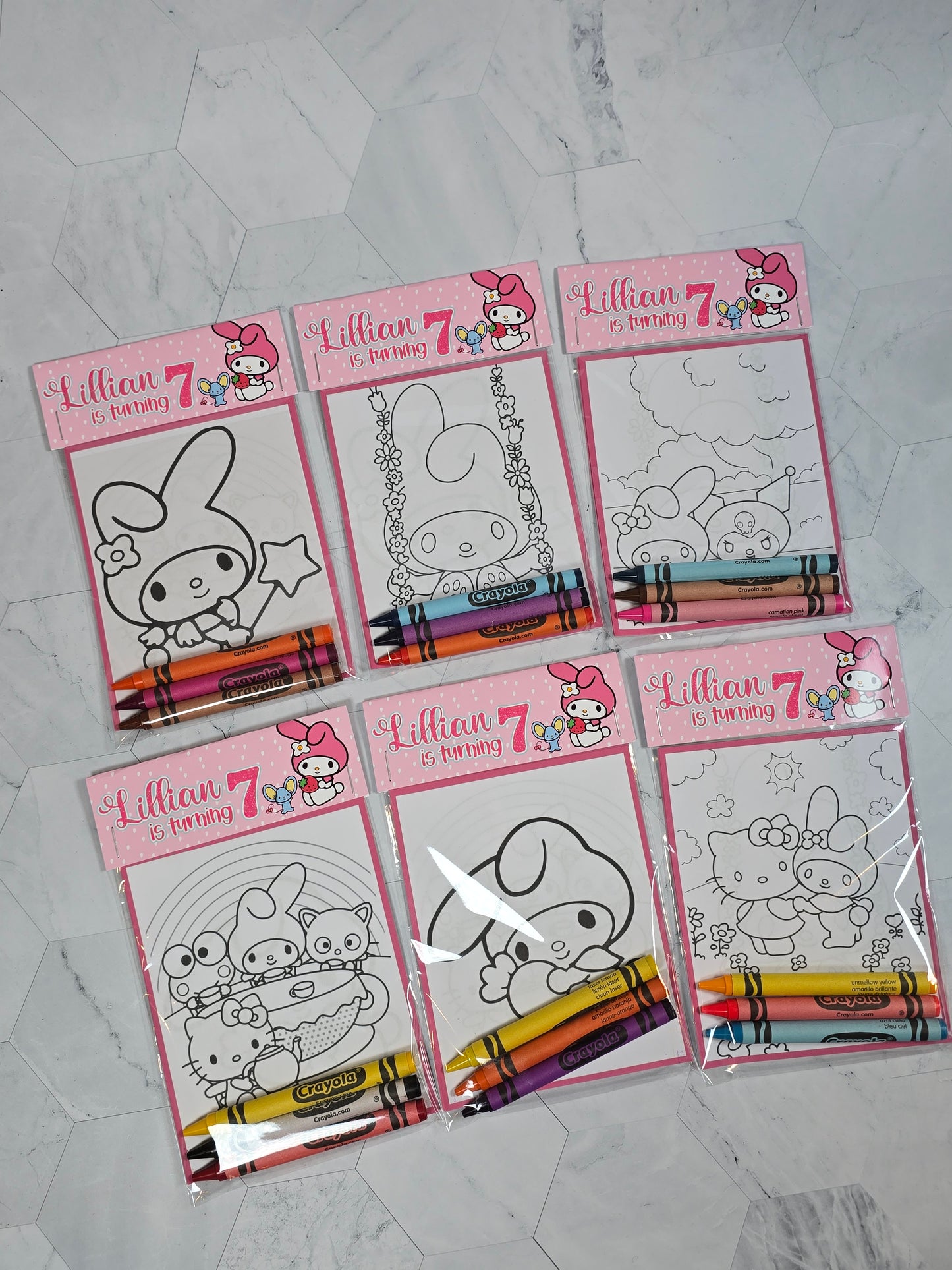 My Melody coloring books, My Melody coloring pages, My Melody party favors