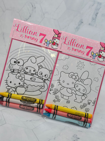 My Melody coloring books, My Melody coloring pages, My Melody party favors