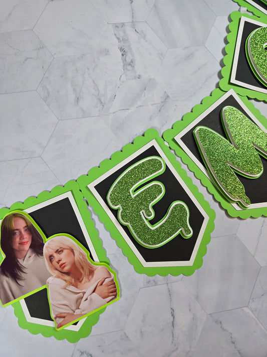 Billie Eilish banner, Billie Eilish theme banner, Billie Eilish party decoration, Billie Eilish banner