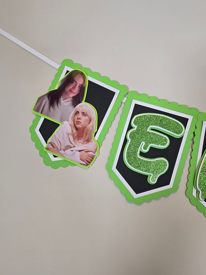 Billie Eilish banner, Billie Eilish theme banner, Billie Eilish party decoration, Billie Eilish banner