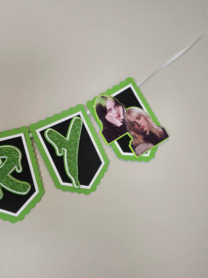 Billie Eilish banner, Billie Eilish theme banner, Billie Eilish party decoration, Billie Eilish banner