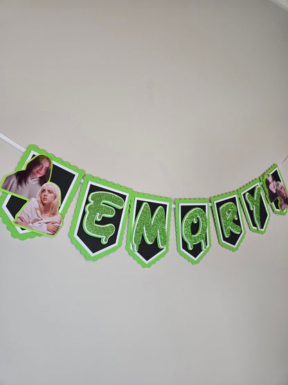 Billie Eilish banner, Billie Eilish theme banner, Billie Eilish party decoration, Billie Eilish banner