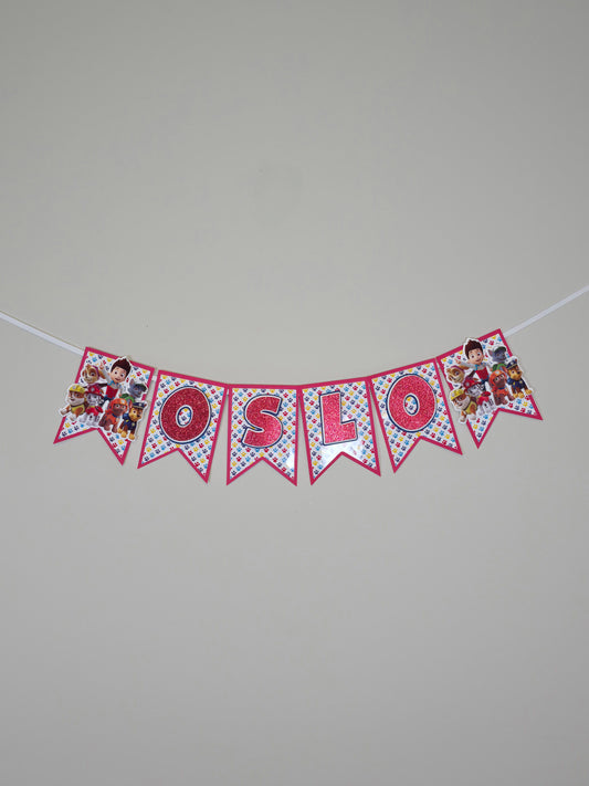 Red Paw Patrol banner, Paw Patrol theme banner, Paw Patrol party decoration