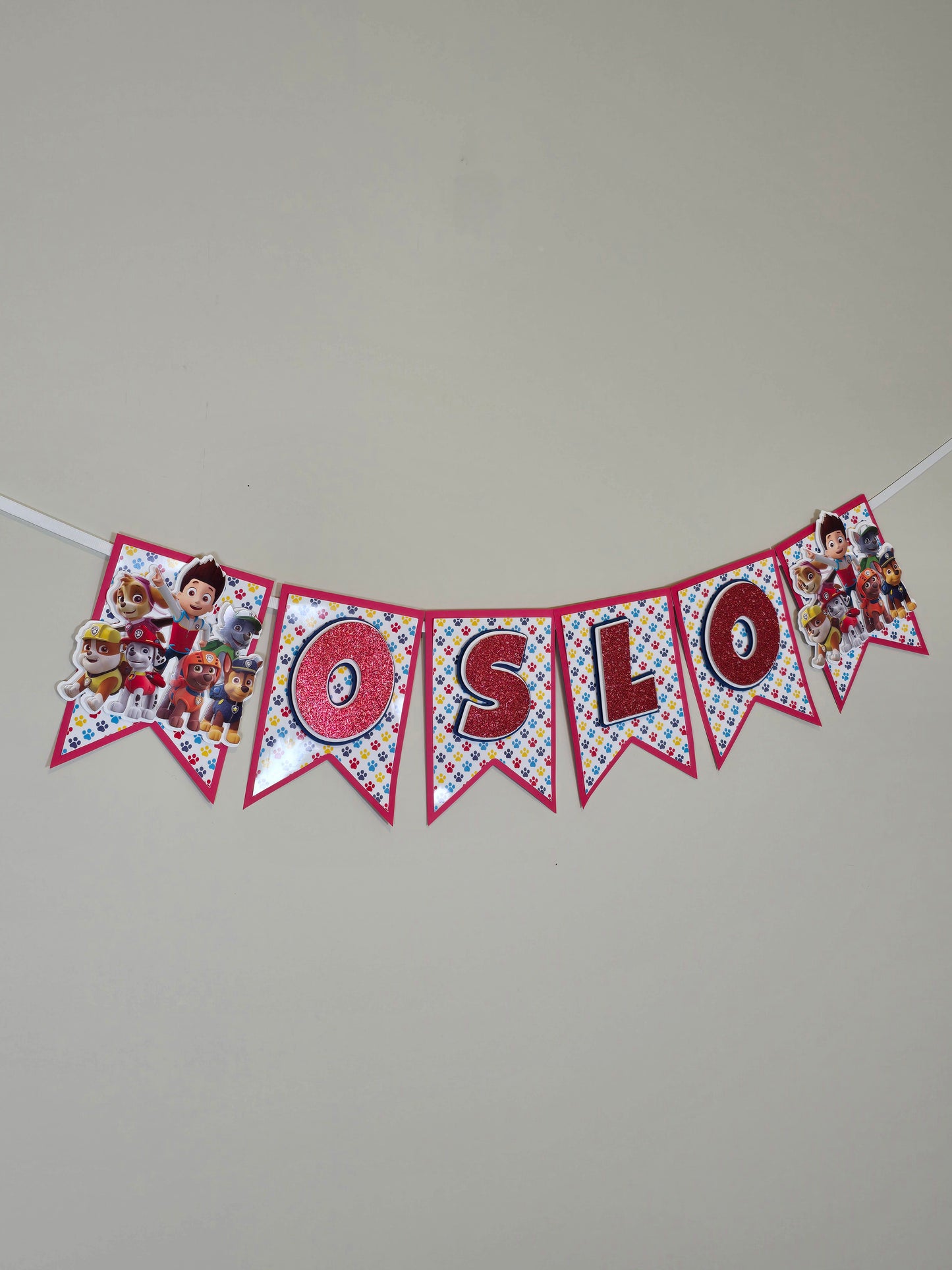 Red Paw Patrol banner, Paw Patrol theme banner, Paw Patrol party decoration