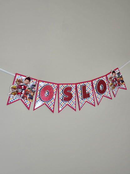 Red Paw Patrol banner, Paw Patrol theme banner, Paw Patrol party decoration