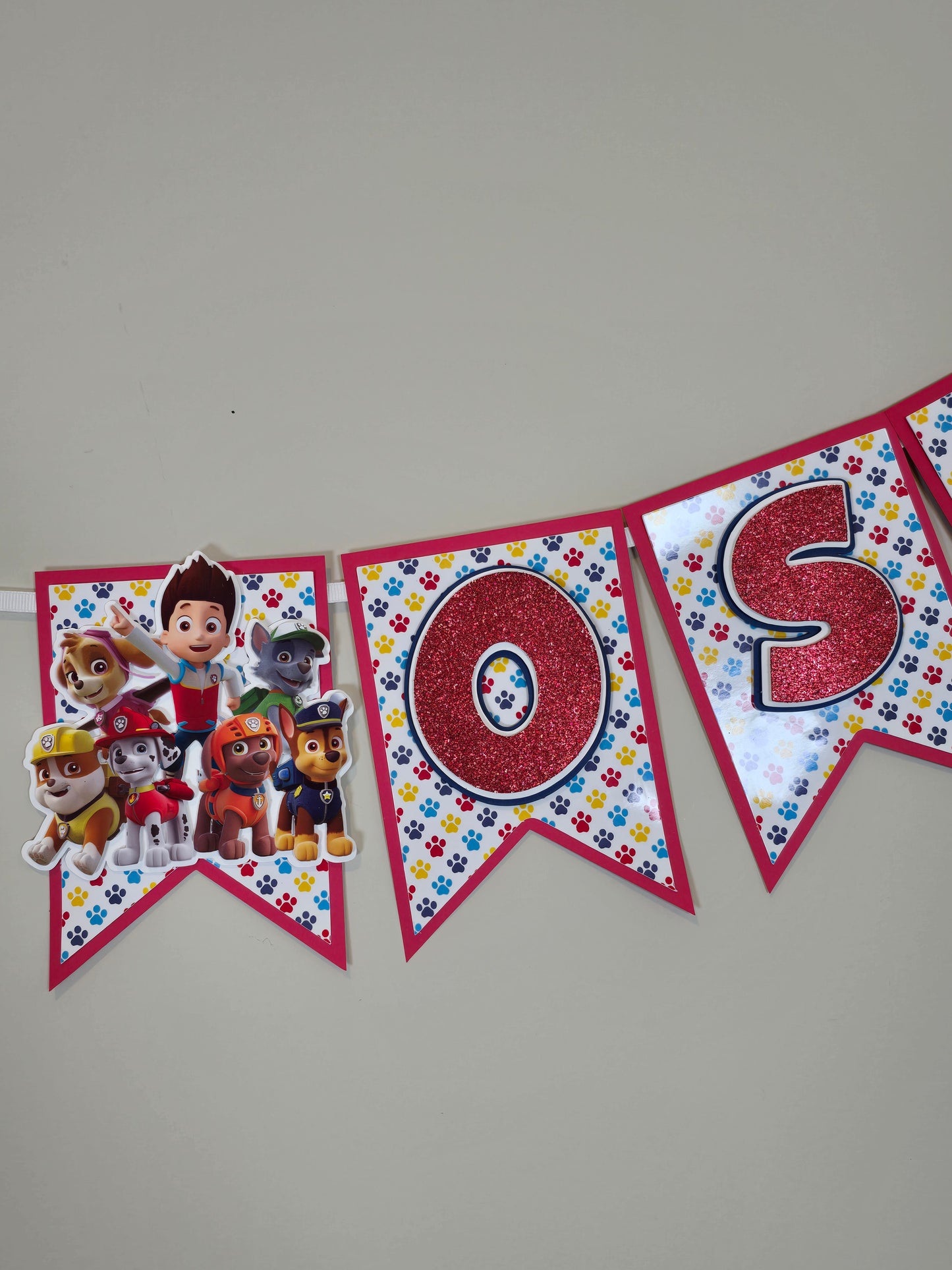 Red Paw Patrol banner, Paw Patrol theme banner, Paw Patrol party decoration