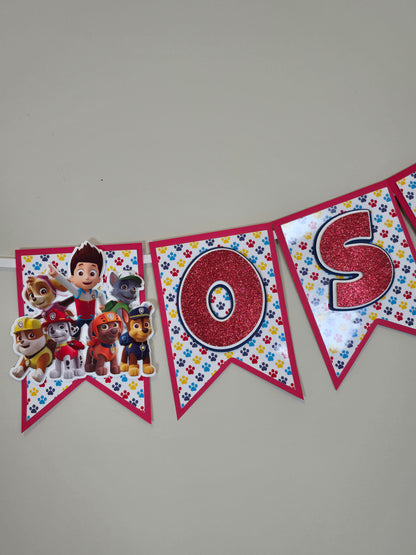 Red Paw Patrol banner, Paw Patrol theme banner, Paw Patrol party decoration