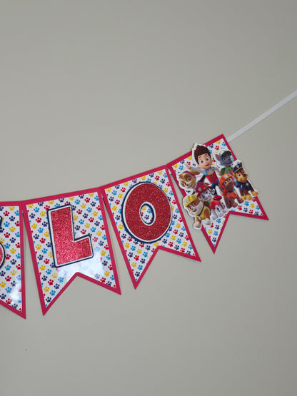 Red Paw Patrol banner, Paw Patrol theme banner, Paw Patrol party decoration