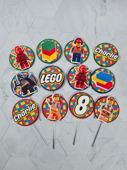 Building Blocks Cupcake Topper, Building Blocks cupcake decor, Building Blocks birthday