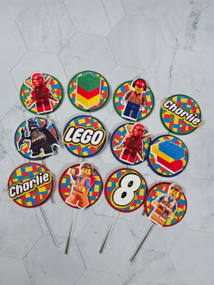 Building Blocks Cupcake Topper, Building Blocks cupcake decor, Building Blocks birthday