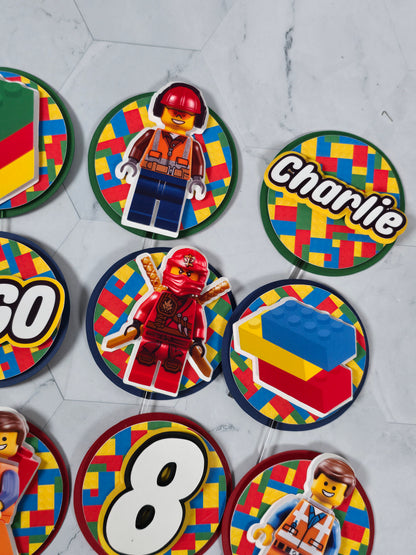 Building Blocks Cupcake Topper, Building Blocks cupcake decor, Building Blocks birthday