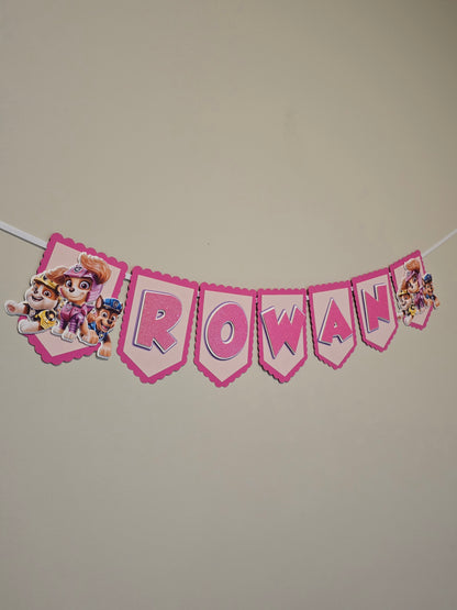 Paw Patrol Girly banner, Paw Patrol theme banner, Paw Patrol party decoration