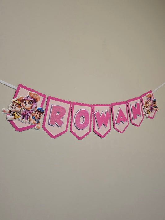 Paw Patrol Girly banner, Paw Patrol theme banner, Paw Patrol party decoration