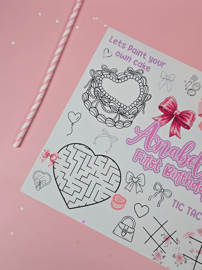 Girls wanna be ONE Birthday Placemats with Fun Activities – Custom Name & Age