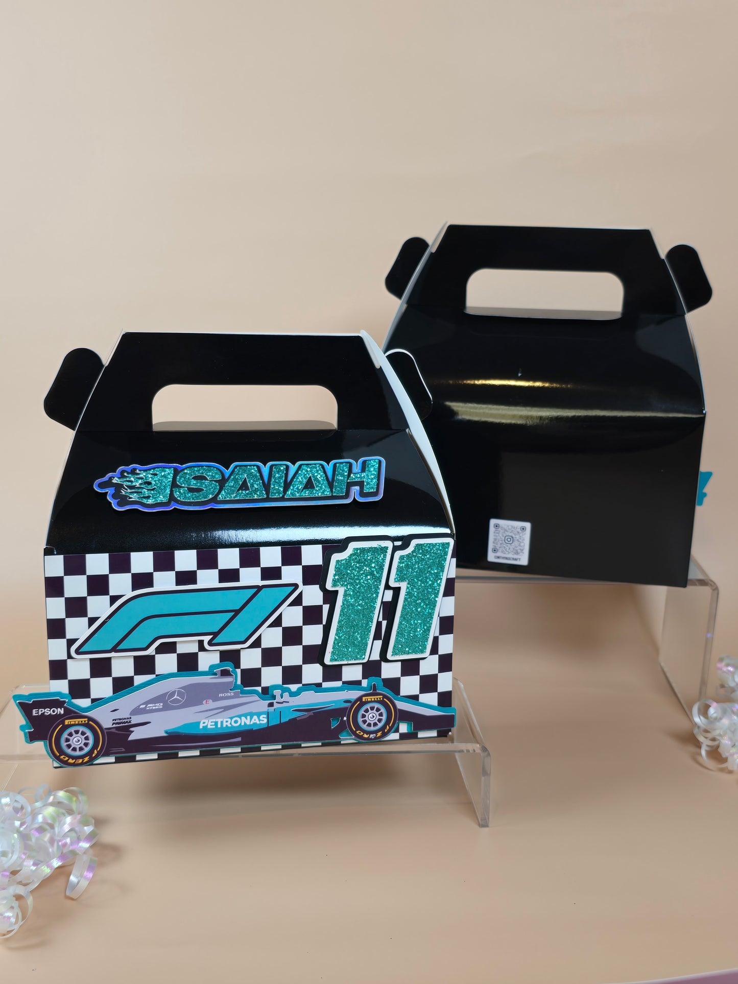 Race Cars Gable boxes, Formula 1 party favors , Mercedes birthday