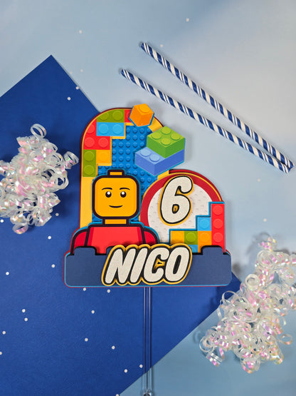Building blocks Cake topper, Building blocks theme party, Building blocks party theme for boys