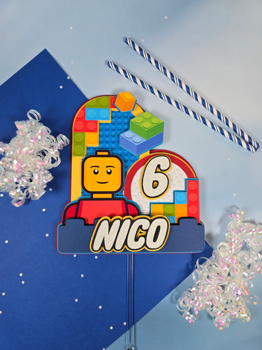 Building blocks Cake topper, Building blocks theme party, Building blocks party theme for boys