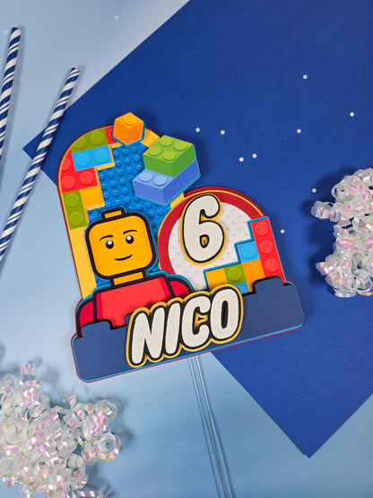 Building blocks Cake topper, Building blocks theme party, Building blocks party theme for boys