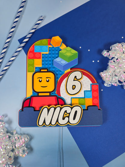 Building blocks Cake topper, Building blocks theme party, Building blocks party theme for boys