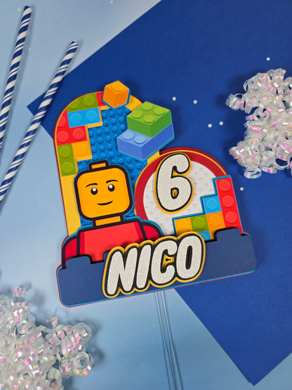 Building blocks Cake topper, Building blocks theme party, Building blocks party theme for boys